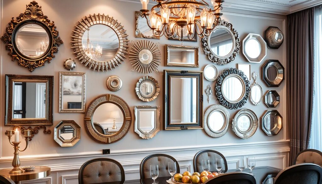 Dining Room Wall Decor with Mirrors and Metallic Accents Dining Room Wall Decor with Mirrors and Metallic Accents