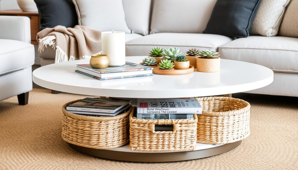 Round Coffee Table Storage Solutions Round Coffee Table Storage Solutions