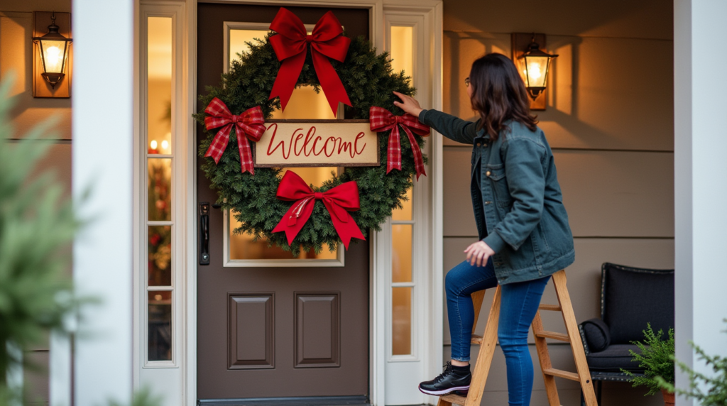 red ribbon door decoration